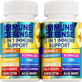 12 in 1 Premium Immune Defense Vitamins Immune Supplement w Vitamin D3 5000 IU Vitamin �� 1000mg Zin�� 50mg Luxe Choice for Premium Immune Support Wit